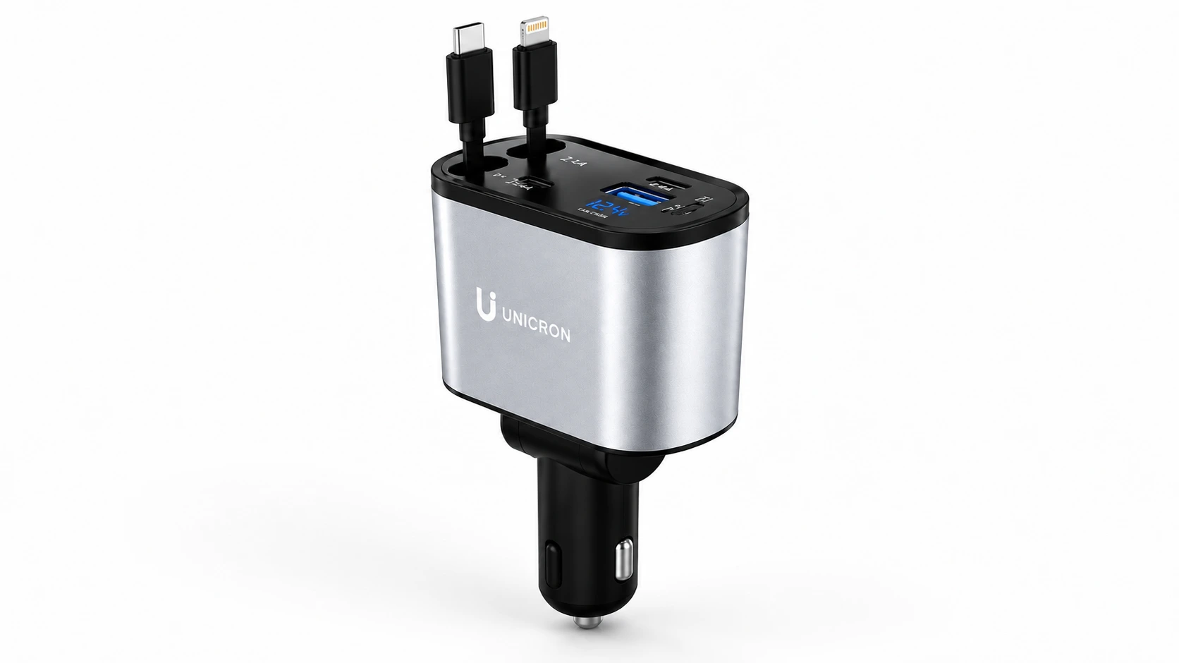 UNICRON 120W 4-in-1 car charger with retractable cables